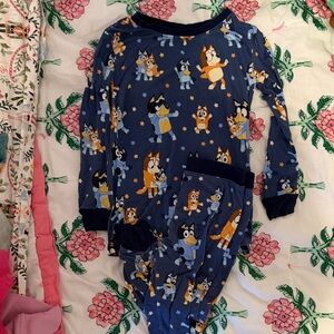 Little Sleepies Blue Pajama Set with Cartoon Characters